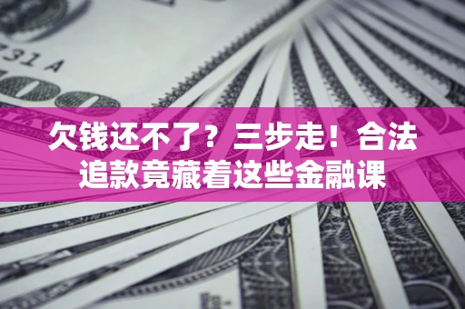 武汉欠钱还不了？三步走！合法追款竟藏着这些金融课