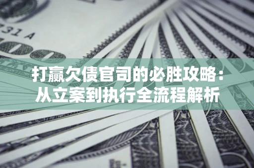 武汉打赢欠债官司的必胜攻略：从立案到执行全流程解析